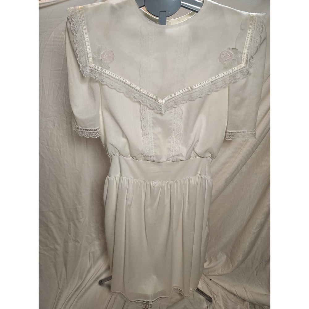 VTG 80s Gunne Sax Jessica McClintock Lace Sailor Dress M Cottagecore Coquette